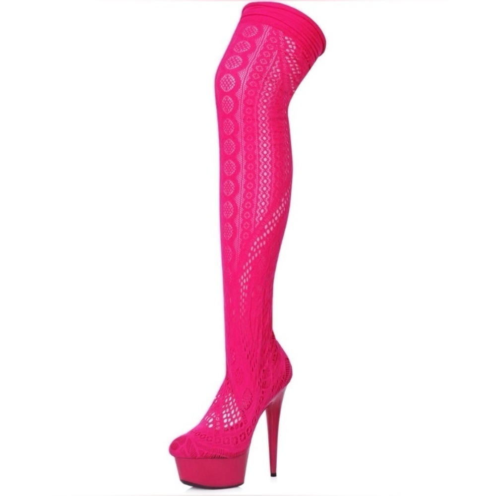 🦋B2G1🦋ELLIE SHOES 6" FUCHSIA Stiletto Stocking Thigh High Boot | 609-MEI |